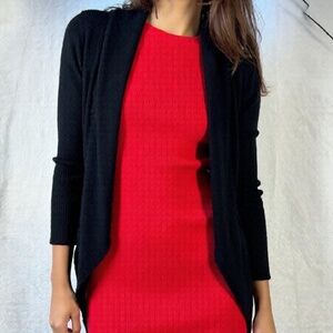 Suzy Shier Cardigan Womens Size Medium Black Open Cottagecore Casual Y2K